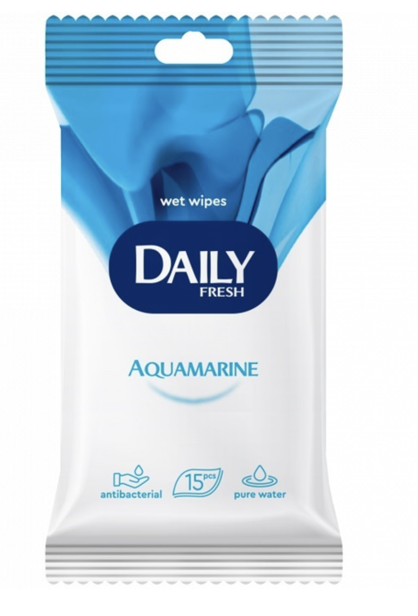 Серветка волога Daily Fresh Aquamarine універсальна 15шт/уп